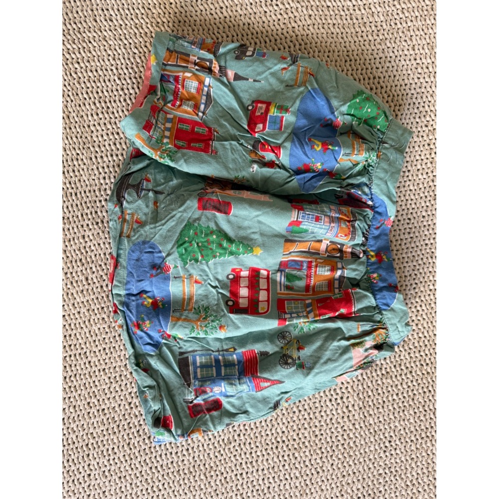 Mini Boden Girls London Christmas Village Skirt Teal Pink Lining Size 5-6Y EUC